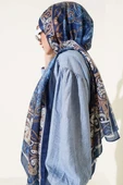 Elegant Motif Soft Şal Lacivert - 3