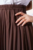 Bel Lastikli Fırfırlı Şifon Etek Kahve thumbnail 4