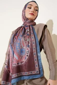 Çiçekli Etnik Desen Şal Petrol thumbnail 1
