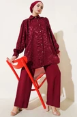 Zebra Desen Jakar Tunik İkili Takım Bordo thumbnail 1