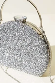 Taşlı Oval  Abiye Çanta Gümüş thumbnail 3
