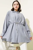 Pelerinli Sim İpli Gömlek Gri thumbnail 1