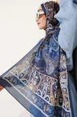 Elegant Motif Soft Şal Lacivert - 2