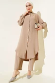 Yaka İncili Uzun Tunik İkili Takım Vizon thumbnail 1