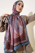 Çiçekli Etnik Desen Şal Petrol thumbnail 2