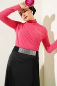 Yan Büzgülü Balıkçı Yaka Sandy Bluz Gül Kurusu - 1