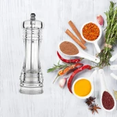 Değirmen Karabiber Tuz Değirmeni Lüx Akrilik Tuzluk Karabiberlik Öğütücü 15 Cm Büyük Boy - 3