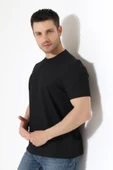 Erkek Fitilli Slim Fit Bisiklet Yaka Düz Renk T-Shirt - 4