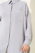Pul Cepli Çizgili Gömlek Gri thumbnail 4