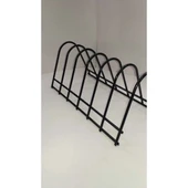 Metal siyah 6 bölmeli tabak standı - 1