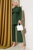Pelerin Parçalı İp Kuşaklı İkili Takım Yeşil thumbnail 1