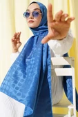 Damga Desen Jakar Şal Mavi thumbnail 1