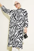 Zebra Desenli Uzun Gömlek Siyah thumbnail 1