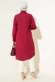 Uzun Model Klasik Yaka Tunik Bordo thumbnail 3