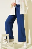 Bel Lastikli Geniş Paça Ayrobin Pantolon İndigo - 1