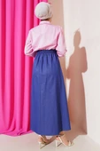 Çizgili Gömlek Garnili Elbise Pembe - 3