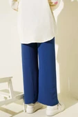 Bel Lastikli Geniş Paça Ayrobin Pantolon İndigo - 3