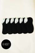 Bayan 6lı Bambu Sneakers Çorap Siyah - 1