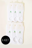 Bayan 6lı Bambu File Sneakers Çorap Beyaz - 1