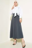 Beli Lastikli Kloş Basic Etek Füme - 2