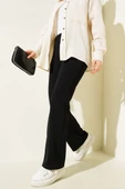İspanyol Paça Bel Lastikli Pantolon Siyah thumbnail 1
