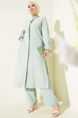 Gizli Düğmeli Yan Yırtmaçlı Uzun Tunik Takım Mint thumbnail 1