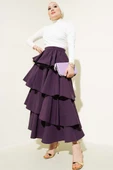 Fermuarlı Kat Kat Etek Mor thumbnail 2