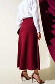Beli Lastikli Kloş Basic Etek Bordo - 3
