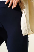 İspanyol Paça Bel Lastikli Pantolon Lacivert - 4