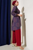 Desenli Kemerli Tunik İkili Takım Mürdüm thumbnail 3