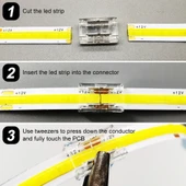 4 adet şeffaf düz taraflı bağlantı şerit Led COB konnektörleri kapak konnektör 2pin 8mm LED ışıklar lehimsiz - 1