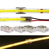 1 adet şeffaf tek taraflı elektrik kablo şerit Led COB konnektörleri kapak konnektör 2pin 8mm LED ışıklar lehimsiz bağlantı - 5