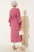 Kol Ve Bel Büzgülü Patlı Hırka Pudra thumbnail 3