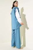 Omuz Fırfırlı Süveterli Üçlü Takım Mavi thumbnail 3