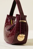 Kroko Desen Mini Baget Çanta Vişne - 3