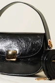 Kırışık Rugan Metal Tokalı Mıknatıslı Çanta Siyah thumbnail 3