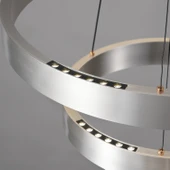 Apliqa Late Gri İki Katlı Yuvarlak 69 Watt Modern Sarkıt Salon Led Avize thumbnail 6