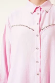 Göğüs Taş Sıralı Gömlek Pembe thumbnail 4