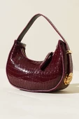 Kroko Desen Mini Baget Çanta Vişne - 1