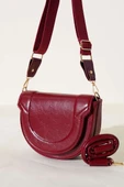 Oval Dikiş Detaylı Çanta Bordo - 1