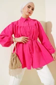 Göğüs Büzgülü Gömlek Fuşya thumbnail 1