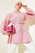 Göğüs Büzgülü Gömlek Pudra thumbnail 1