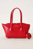 Metal Armalı Fermuarlı Çanta Kırmızı thumbnail 2