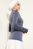 Balıkçı Yaka Yan Büzgülü Sandy Bluz Füme - 3