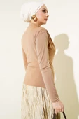 Balıkçı Yaka Yan Büzgülü Sandy Bluz Camel - 3