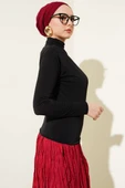 Balıkçı Yaka Yan Büzgülü Sandy Bluz Siyah - 3