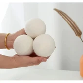 Kurutma makinesi yardımcıları 3 lü Yün Kurutma Topları Yüksek Kalite Doğal tüy toplayıcı thumbnail 3