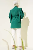 İp Kuşaklı Omuz Pelerinli Gömlek Zümrüt thumbnail 3