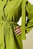İp Kuşaklı Omuz Pelerinli Gömlek Yeşil - 4
