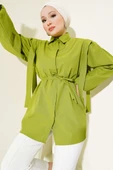 İp Kuşaklı Omuz Pelerinli Gömlek Yeşil - 1